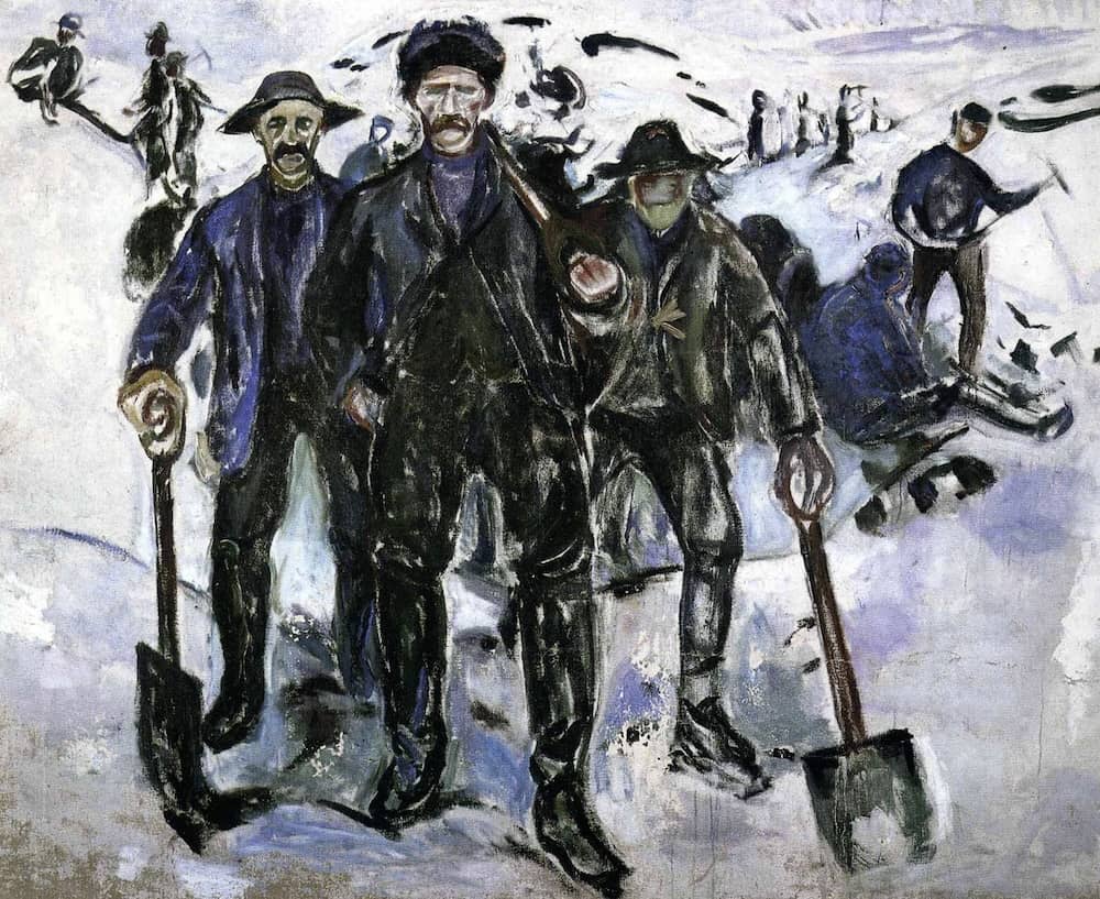 Workers in the Snow, 1912 by Edvard Munch